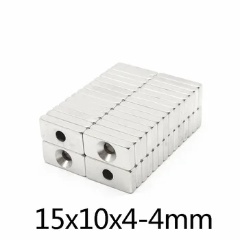 50~200PCS15x10x4-4 N35 Quadrate Močan Majhnih Magnetov Izvrtino hole4mm Neodymium Magnetom 15x10x4mm NdFeB Magnetni 15*10*4-4 mm