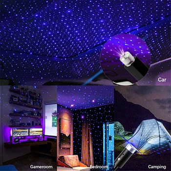 Avto Streho Star Okoljske Svetlobe Romantično USB Noč Vzdušje Lučka Doma notranjo opremo Mini Strop Projektor Galaxy Nastavljiv