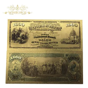 Barva Zlata Bankovcev 999 Zlato Folijo Ameriških Bankovcev v Leto 1875 1000 USD Dolar Nove Edinstvene Za notranje Dekoracije In Poslovna Darila