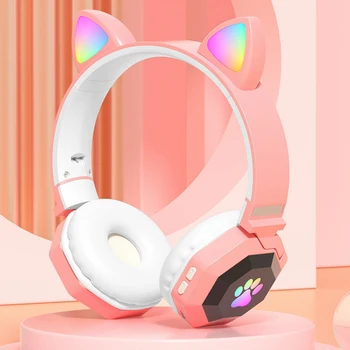 Brezžične Slušalke luštna mačka ušesa Bluetooth 5.0 Slušalke RGB stereo glasbe Čelada Mobilni telefon z Micrphone Slušalke Otrok Darilo