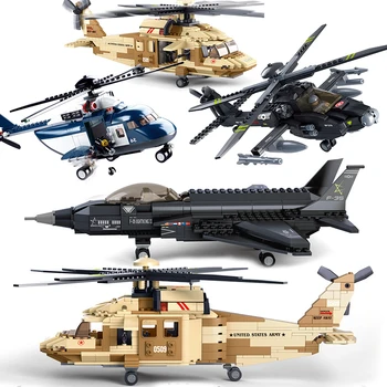 Letalo, Helikopter Združljiv ingly Letalo Letalo Bomber ameriška Vojska Vojska SWAT Policija Gunship Model gradniki Igrače