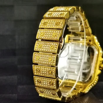 MISSFOX Kvadratnih Zlato Ure Moških, Bela Številčnica Klasičen Diamond Watch Kremen, Gospod Relógi Relógio Masculino Luksuznih Modnih Hiphop