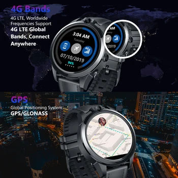 Moške 4G Šport Pametno Gledati Poln na Dotik 5MP Dual Camera 800mAh 3GB+32GB WIFI Kartice SIM GPS v Realnem Času Srčnega utripa Smartwatch
