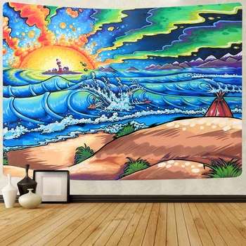Simsant Ocean Tapiserija, Lobanja, Glasba Soba Zidana Igra Wall Art Steni Visi Tapiserije za dnevno Sobo Študentski Dom Dekor