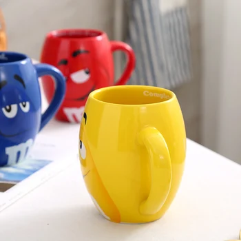 1-Kos M&Ms Čokolada Fižol Skodelice 3D Cartoon Keramike Toplotne Čaj, Kava, Skodelice Zajtrk Mleko Watrer Steklenico Brithday Božično Darilo