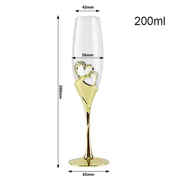 200 ml Crystal Kozarcev za Šampanjec Nekaj Poročno Darilo Stranka Kristalno Steklo Očal Bar Dobave Stemware Zlati Kozarca Vina, Nastavite