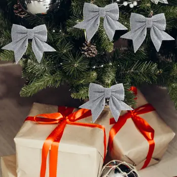 4Pcs Božič Zlata Prah Loki Božično Drevo Natisnjeni Lok Okraski za Mall