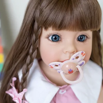 55 CM Prerojeni Malčka Dekle Sue-Toži za Celotno Telo, Silikonski Princess z Dolgimi Lasmi Strani-podrobnejši Slikarstvo Igrača za Childen Otroci Igrače