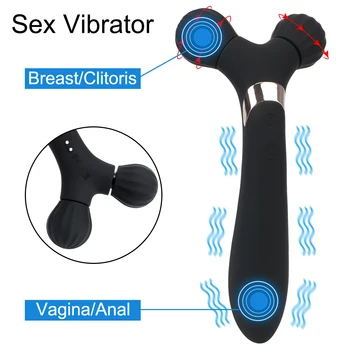 9+9 Načini Čarobno Palico, USB Polnilne Materino Telo Massager Obračanje Vibrator za G Spot Klitoris Stimulator Spolnih Igrač za Ženske