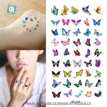 Body Art nepremočljiva začasne tetovaže za ženske 3D Lep metulj oblikovanje majhnih roko tattoo nalepke wholesales RC2315