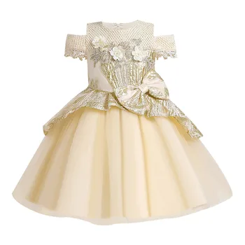Cvet Otroci Baby Dekleta Svate Princesa Obleko Eleganten Čipke Jacquardske Obleko Dekleta Rojstni Dan Malčka Otroci Oblačila