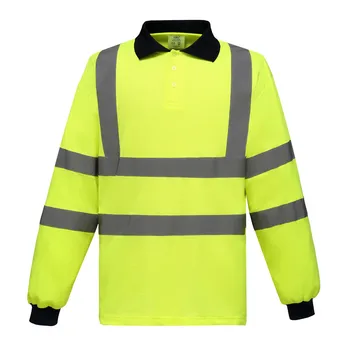 Fluorescentna odmevne Srajce Odsevni Varnostni Polo t-Shirt majica Dolg Rokav Hi Vis Telovnik Quick Dry Gradbena Dela
