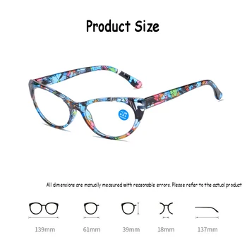 Iboode Mačka Oči Obravnavi Očala Ženske Tiskanje cvetlični Ultra-light Anti-utrujenost Presbyopia Eyeglass Dioptrije za Očala +1.0 +1.5 +2.0