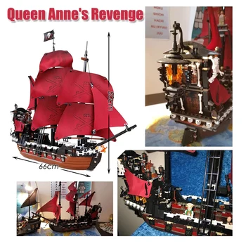 Karibi Pirat Ladje gradniki Black Pearl Opeke Nastavite Queen Anne ' s Revenge Ladje Modeli Otroci Igrače za Otroke Darila