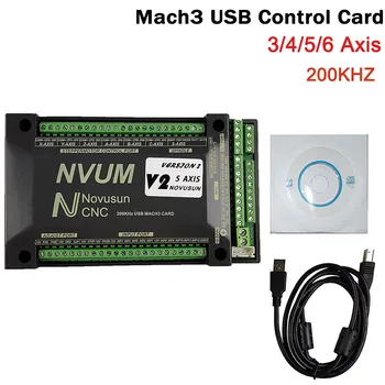 NVUM Mach3 USB Kartice 200KHz CNC usmerjevalnik 3 4 5 6Axis Nadzor Gibanja Kartico Zlom Odbor za diy stroj graverja