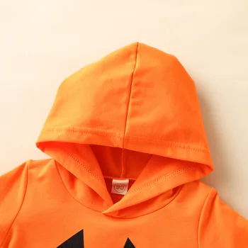 Otrok Halloween Hoodie Oranžne Buče Obraz Natisnjen Vzorec Long Sleeve Hooded Pulover za 1-6Y