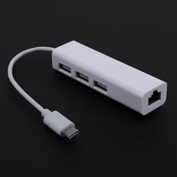 USB 3.1 Tip C za Ethernet LAN RJ45 Adapter Omrežne Kartice 3 Vrata USB 2.0 Hub Tip-C Conveter Adapter za Visoke Hitrosti, Za Macbook