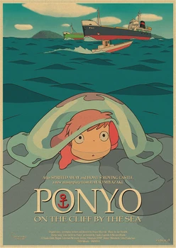 Vintage Plakati Ponyo Na Cliff Hayao Miyazaki Plakat Doma Dekor Stenske Nalepke Retro Dekorativno Slikarstvo